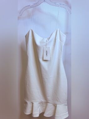 Likely BANKS DRESS white Strapless Ruffle-Hem Sheath Dress Size 6